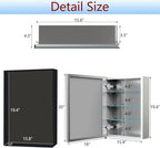 Bathroom Medicine Cabinet with Mirror, 16x20 Inch Small Mirror Cabinet, Assembly Needed, Aluminum Alloy Frame with Mirror, Surface or Recessed Medicine Cabinet with Removable Glass Shelves