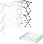 Foldable Clothes Drying Rack, Extendable Laundry Drying Rack, Clothes Airer, Steel Frame, 24-39.2”W x 23.6”D x 40.55 H, Easy Assembly, Indoor Outdoor Use, White