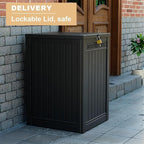 57 Gallon Resin Package Delivery Box - Rust & Moisture Resistant, Lockable, Waterproof Deck Box for Porches, Patios, Indoor & Outdoor Use (Blcak, 57 GALLON)