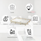 Vanity Tray Makeup Organizer Cosmetics Storage Bathroom Skincare Organizer Countertop Display Rack in Dresser Stainless Steel Shelf Marble Print Ceramic Trays