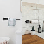 YeeBeny Black Paper Towel Holder Kitchen Roll Holder, Paper Towel Holder - Self Adhesive or Drilling, Under Cabinet Paper Towel Rack, Wall Mounted Paper Towel(Black)