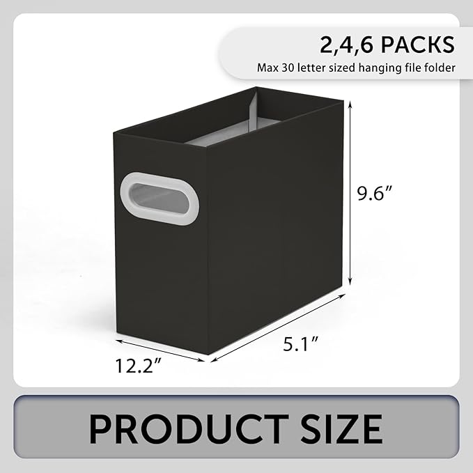 Hanging File Organizer, Cardboard File Folder Organizer for Letter Size, Desk Documents Storage Box, Portable File Folder Holder Boxes for Office, Home, School, Only Box.(6 Packs)