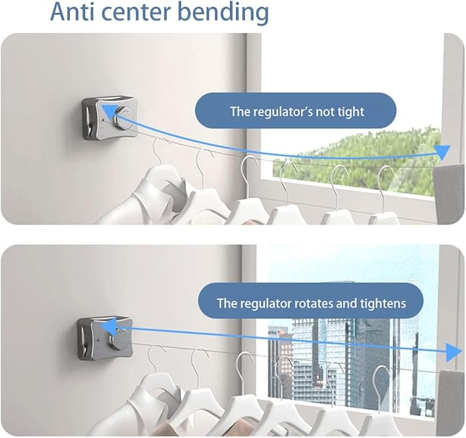 Retractable Clothesline Indoor Clothes Line for Hanging Dry and Wet Clothes on Heavy Duty Outdoor Clothing Lines 16.7 ft (White)