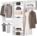 ROOMTEC Modular Closet System, 84" Wall Mounted Modern Closet Organizer with Hanging Rods and Drawers, Wooden Tower for Walk-In Closets, Wardrobe Storage Kit, White