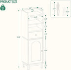 Bathroom Storage Cabinet, Corner Floor Cabinet with Drawers and Doors, Narrow Toilet Paper Holder, Bathroom Organizer with Adjustable Shelf, for Small Spaces, White BC29813GV1