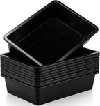Hoteam 10 Pcs Flat Storage Organizer Tray Bin Letter Size Paper Tray for Classroom Plastic Stackable File Organizer for School Office Teacher Book Organization（ Black, 13.78 x 9.84 x 3.15 Inch）