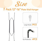 Bilillo Plate Hangers for The Wall, Suitable for 12''-16'' Decorative Plate,Invisible Heavy Duty Wire Plate Holder with Wall Hooks, Plate Hangers for Displaying Plates, Platter, Dish (Black)