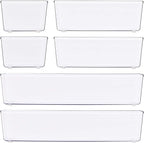 Simple Houseware Clear Drawer Organizer for Office Bin Desk Storage, Assorted Size, 6 Packs
