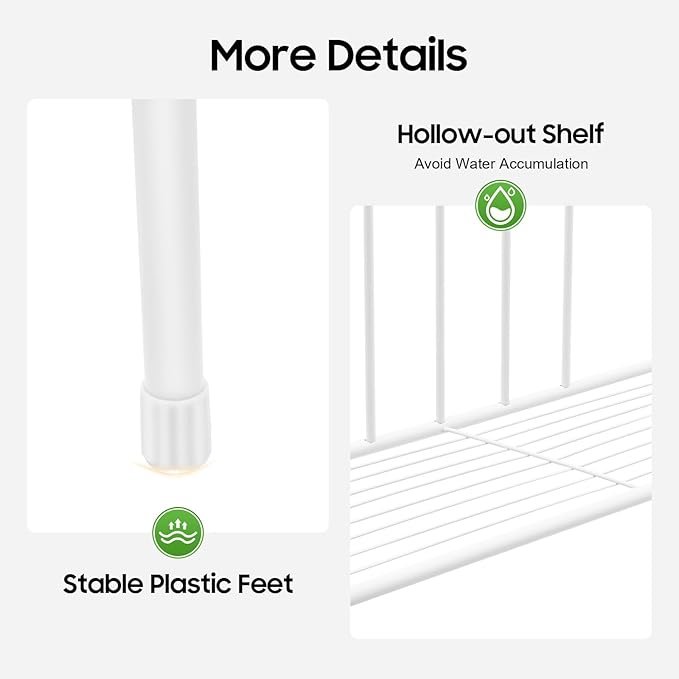 Over Toilet Storage Organizer - 3-Tier Bathroom Shelf Unit with 35.4" Clearance, 55lb Capacity, White Freestanding Metal Rack for Toiletries & Towels