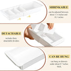 2 Pcs Expandable Drawer Organizer Bins Adjustable Deep Drawer Hanging Organizer Tray Expandable 11.4 to 18.1 Inches Plastic Dividers Storage for Office Bathroom Bedroom Kitchen Desk, White