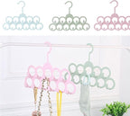 11Holes Clothes Tie Belt Shawl Scarf Hanger Display Holder Closet Organizer Hook, 29.5x21.5x2.8cm, Green