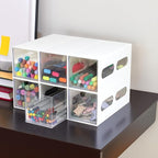 Drawer Organizer Desktop Office Supplies Desk Organizer and Storage Stationary Make Up Jewelry Pen Storage Drawer, Clear Accessories Makeup Organizer Countertop Storage (White, 6 Pack)
