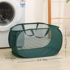 4 Piece Popup Mesh Laundry Basket Durable Handles Collapsible Laundry Baskets Folding Clothes Pastic Hamper for Laundry Room College Dorm (White)