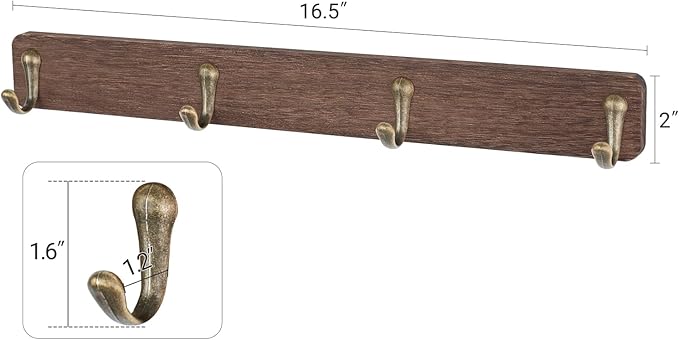 Mkono Coffee Mug Holder Wall Mounted Rustic Coffee Mug Rack with 8 Hooks Metal Display Shelf Wooden Tea Cup Organizer Hanger for Kitchen Dining Room Cabinet Coffee Bar,Set of 2