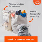 Full Circle Loads of Fun Collapsible Laundry Bag – Pop-Up Laundry Basket for Dirty Clothes & Towels– Organic Cotton with Long Handles - Ideal for Travel & Collapsing - Perfect for Bedroom or Dorm