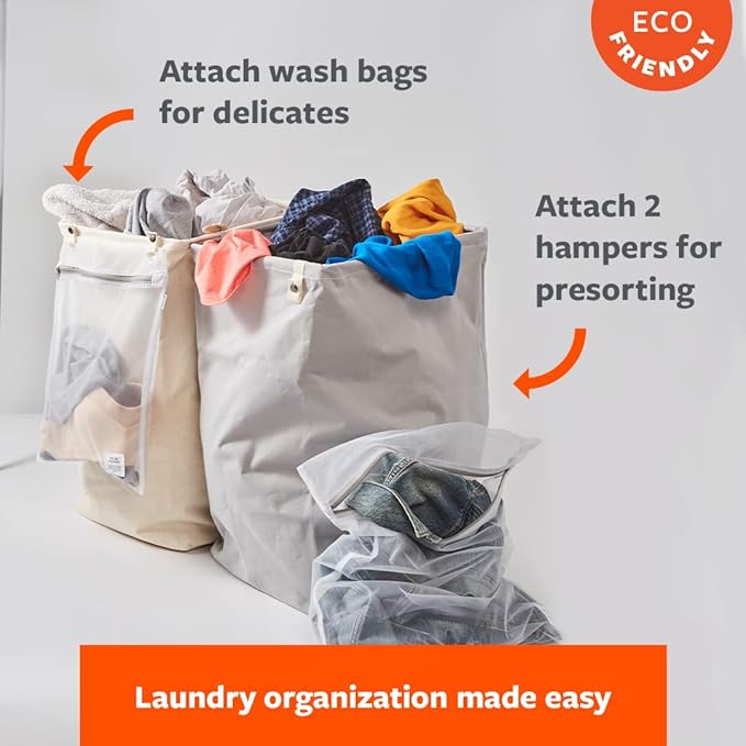 Full Circle Loads of Fun Collapsible Laundry Bag – Pop-Up Laundry Basket for Dirty Clothes & Towels– Organic Cotton with Long Handles - Ideal for Travel & Collapsing - Perfect for Bedroom or Dorm
