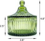 Colorful Glass Jar With Lid,Candy Dish,Jewelry Box,Decorative Jar(Olive Green)