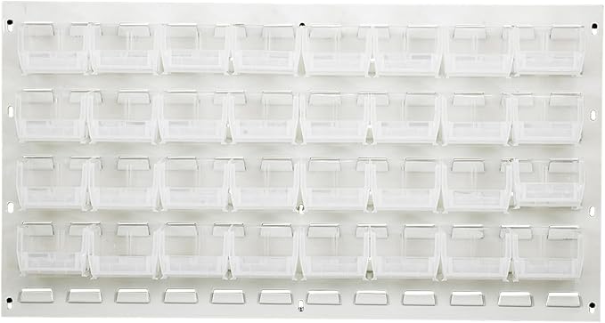 Quantum Storage QLP-3619HC-220-32CL Oyster White Louvered Panels Complete Package with Bins, 36" L X 19" H, Clear