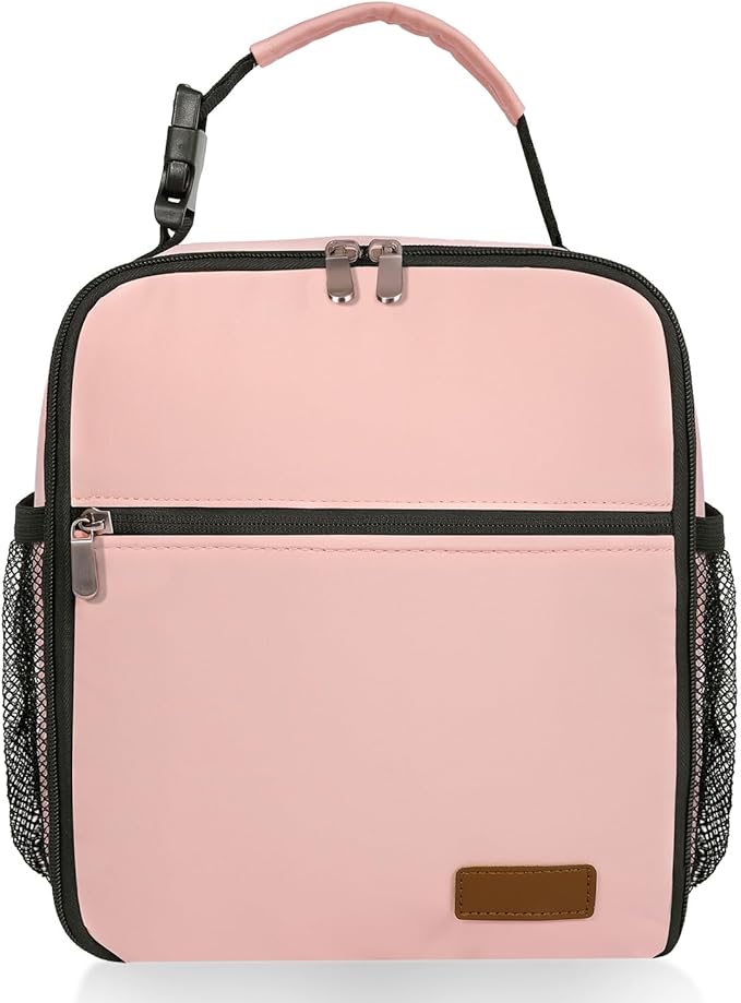 Small Lunch Box Insulated Lunch Bag for Men Women Kids, Reusable Lunch Bags Portable Small Lunch boxes Cooler Bag for School/Work/Picnic, Pink 290T 12-Can(6.5L)
