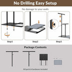 NADAMOO Towel Holder Stand with Stone Drying Tray, Adjustable Height 13.8"-24" Extra Tall for Countertop, Wide Stable Base, Rustproof Black Metal, Double Bar Hand Towel Rack for Bathroom & Kitchen