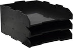 A3 Stackable Paper Tray, 3 Tier Desk File Organizer, Desktop Organizer for Office Supplies, File Storage, Letter Organizer /A3 Office File Folder,Home or Office School, White (Portrait-Black-3-Tier)