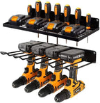 Power Tool Organizer with Charging Station,Drill Holder Wall Mount,Garage Storage Shelves for Organization and Storage,Heavy Duty Pegboard Wall Organizer Set Solid Metal Black