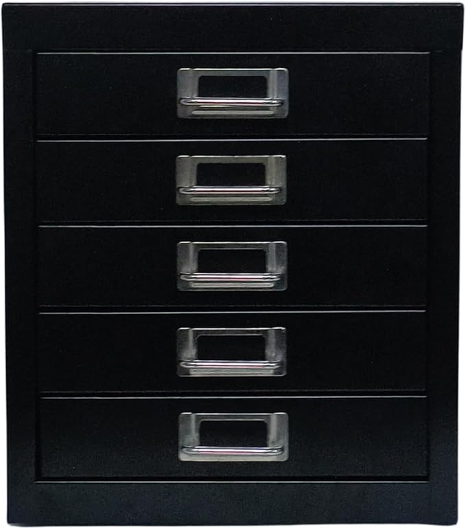 Office Storage Cabinet - File Cabinet Mini 5 Tier Metal File Organizer Document Organizer, for Home, Office, Desk (Black)