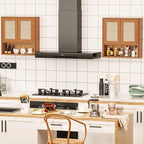 LEYAOYAO Rattan Bathroom Wall Cabinet, Boho Medicine Cabinet with Adjustable Shelf & Doors, Over The Toilet Storage Cabinets Organizer for Laundry Room, Kitchen, Living Room, Tea Brown