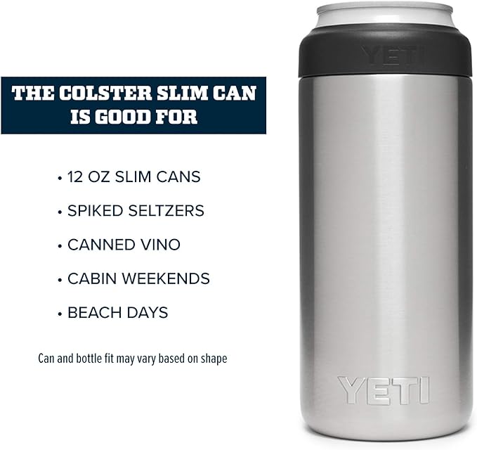 YETI Rambler 12 oz. Colster Slim Can Insulator for the Slim Hard Seltzer Cans, Stainless (NO CAN INSERT)