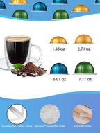 Coffee Pod Holder Drawer Organizer Capsules Storage Organizer with Sliding Drawer Compatible For Nespresso Pods, Holds up to 56 Small or 28 Big nespresso pod Oak Color