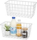 2 Set LeleCAT Hanging Wall Basket Organizer Over the Cabinet Door Adhesive Wire Baskets for Organizing Kitchen Food Pantry Bathroom Shelf Storage No Drilling Wall Mounted,White