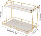 2 Tier Bathroom Storage Rack, Anti Slip Makeup Shelf in Gold White, Humanized Structure, Convenient Counter Organizer for Bathroom (L), Stylebestwxozqvbyd6-12