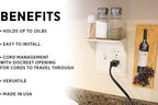 Power Perch Double Wall Outlet Shelf with Cord Storage Strap - Declutter & Reclaim Bathroom Counter Space - Alexa Stand, Apple Homepod Shelf, Toothbrush Holders Wall Mounted - Almond, 2-Pack