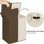WOWLIVE Double Laundry Baseket with Lid and Removable Laundry Bags,154L Large Laundry Hamper 2 Section Collapsible Dirty Clothes Hamper for Laundry Room,College Dorm,Bathroom,Brown and Beige