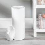 iDesign Freestanding Bathroom Toilet Paper Storage Holder with Lid for 3 Extra Rolls,White,(Pack of 4)
