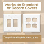 2 Pac White Double Wall Outlet Shelf-Home Wall Shelf Organizer for Outlets, Perfect for Bathroom, Kitchen, Bedrooms with Cord Management and Easy Installation