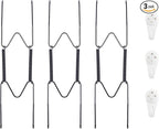 3 Pack Plate Hangers for The Wall, Suitable for 8-10 inch Art Plate, Stainless Steel Invisible Heavy Duty Wire Plate Holder with Wall Hooks, Plate Hangers for Displaying Plates, Platter, Dish, Black