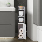 TUOXINEM Small Bathroom Storage with Dual Rods, Over The Toilet, Slim Toilet Paper Storage with 4 Tier Design, Fit Mega Roll (White)