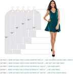 60" Dress Bags for Gowns, 6 Packs All Clear Garment Bags for Hanging Clothes, Plastic Waterproof Dress Cover with Zipper for Dresses, Coats, Uniforms (Set of 6)