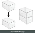 mDesign Plastic Closet Organizer Bin w/Pull Out Drawer - Stackable Storage for Closet - Organization for Shoes, Clothes, Bags, Totes, Small Linens, and More - Lumiere Collection - 2 Pack - Clear