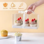 JCD 5.5inches height 8 Pack Clear Cupcake Boxes 6 Count Cupcake Containers with Gift Ribbon, Rectangle Cupcake Holder for Treats, Dessert Boxes, Muffins (6count/8pcs)