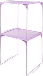 Locker Organizer Shelf Stackable Extra Locker Shelf for School Locker Organizer Storage Cabinet Accessories Suitable for School, Office, and Home use (2, Purple)