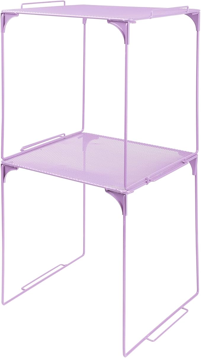 Locker Organizer Shelf Stackable Extra Locker Shelf for School Locker Organizer Storage Cabinet Accessories Suitable for School, Office, and Home use (2, Purple)