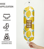 Plastic Bag Organizer, Reusable Grocery Country Style Plastic Bag Dispenser for Home Kitchen Travelling Camping Decor, Dispenser use 1 Pack，Lemon Pattern