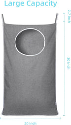 KEEPJOY 2Pack Space-Saving Hanging Laundry Bag, Door Laundry Hamper with 2 Different Types of Hooks, 30x20 Inch Oxford Fabric Laundry Storage Bag for Dirty Clothes (Grey-2Pack)
