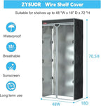 Waterproof & Dustproof Shelf Cover for Wire Rack, Transparent Front Panel for Easy Viewing, Sunscreen Protection, Fits 48" L x 18" D x 72" H (Cover Only)