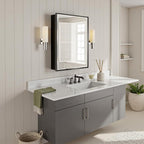 20x26 Pre-Assembled Black Medicine Cabinet with Mirror, Surface or Recessed Medicine Cabinet Mirror for Bathroom, Aluminum Beveled Frame Bathroom Vanity Mirror with Adjustable Shelves Storage