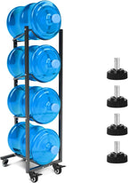 5 Gallon Water Jug Holder with 4 Wheels 4 Tier 5 Gal Water Bottle Storage Rack Stand for Home Kitchen Office Gym Garage