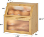 Extra Large Bread Box for Kitchen Counter, Bamboo Wood Double Layer Bread Box for Kitchen Counter, Wooden Capacity Bread Storage Bin