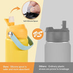 18oz Insulated Stainless Steel Water Bottle, Wide Mouth Double Wall Vacuum, Silicone Straw, Sweat & Leak Proof, BPA Free Insulated Water Flask for Travel, Keep Cold 24h Hot 12h, Lemon